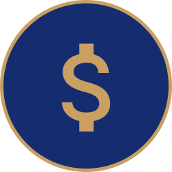 Gold dollar sign icon on dark background